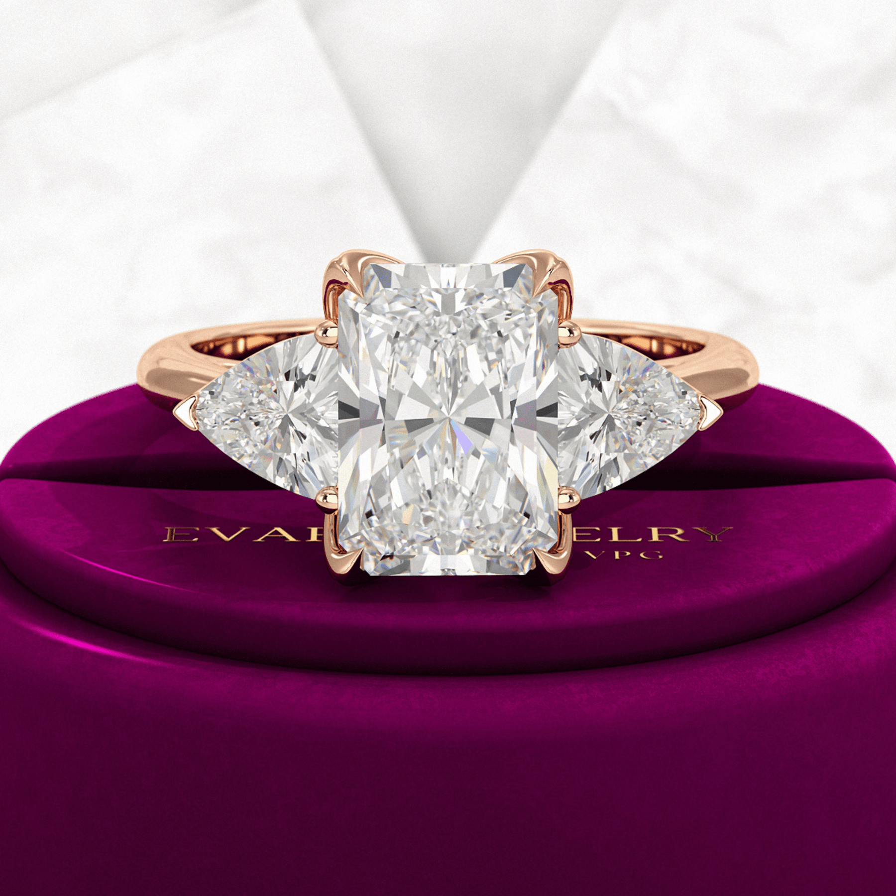 3.00 Carat Radiant Cut Diamond Engagement Ring - Evara Jewelry LLC