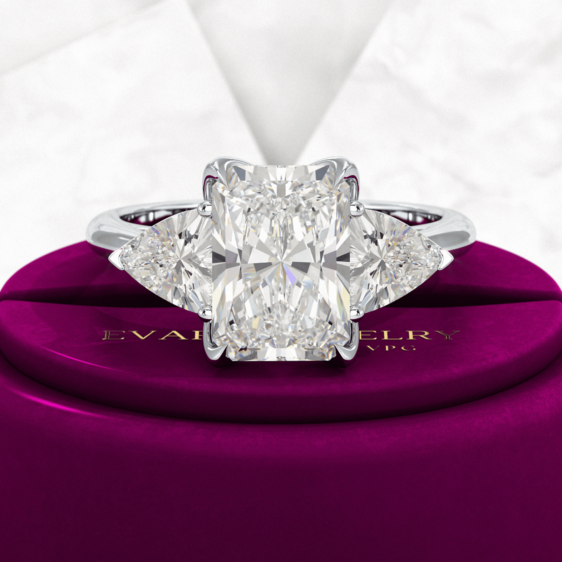 3.00 Carat Radiant Cut Diamond Engagement Ring - Evara Jewelry LLC