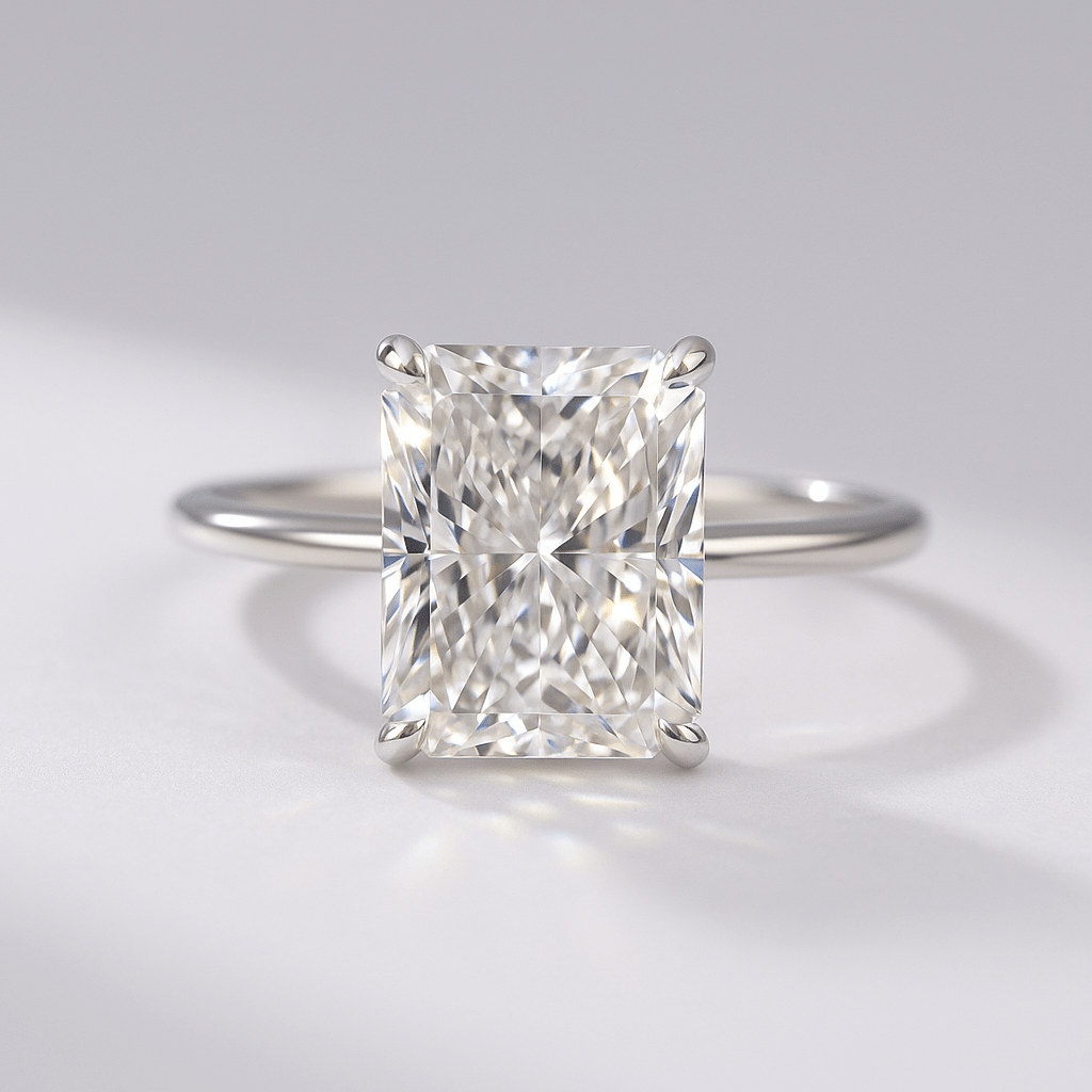 3.00 Carat Radiant Cut Diamond Engagement Ring with Hidden Halo - Evara Jewelry LLC
