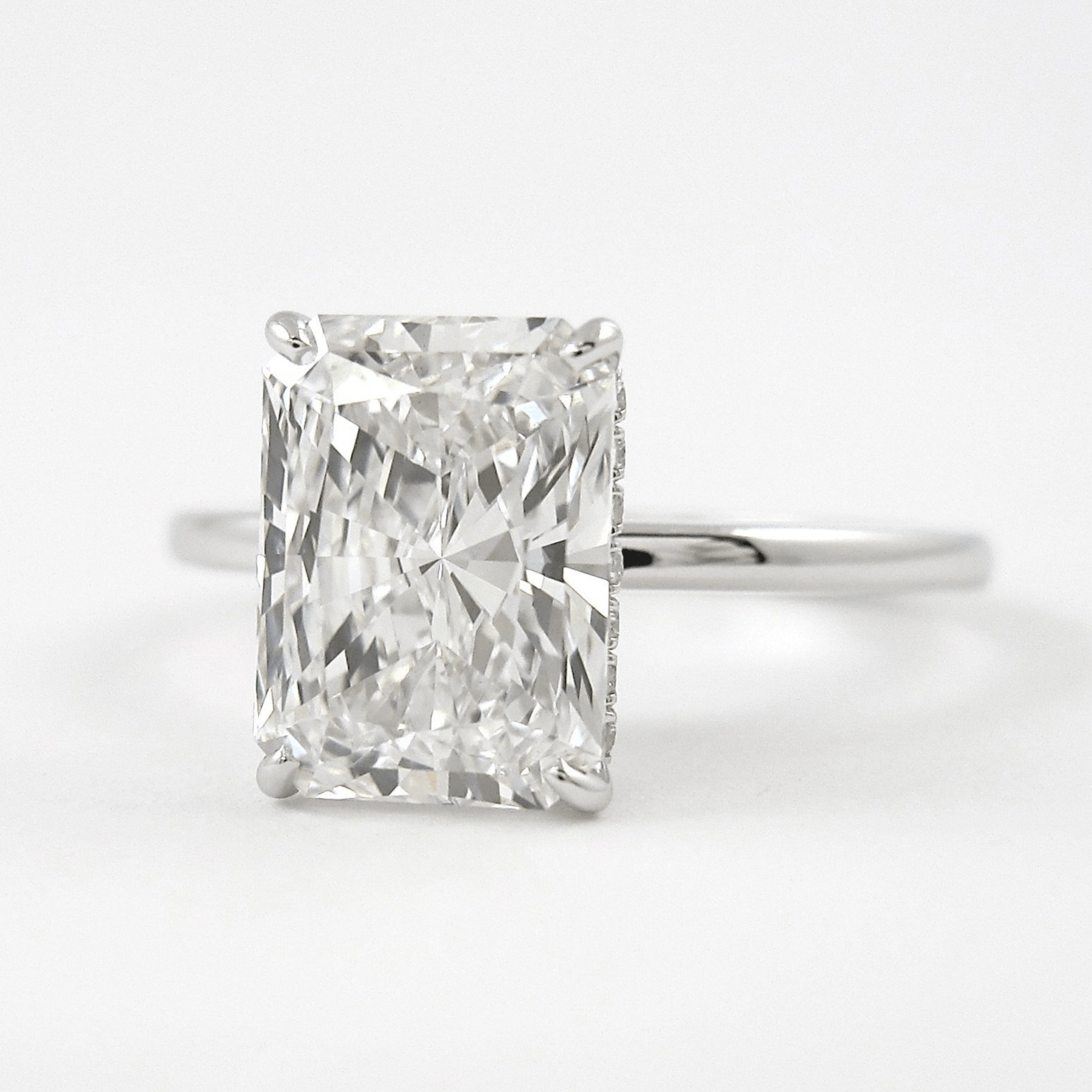 3.00 Carat Radiant Cut Diamond Engagement Ring with Hidden Halo - Evara Jewelry LLC