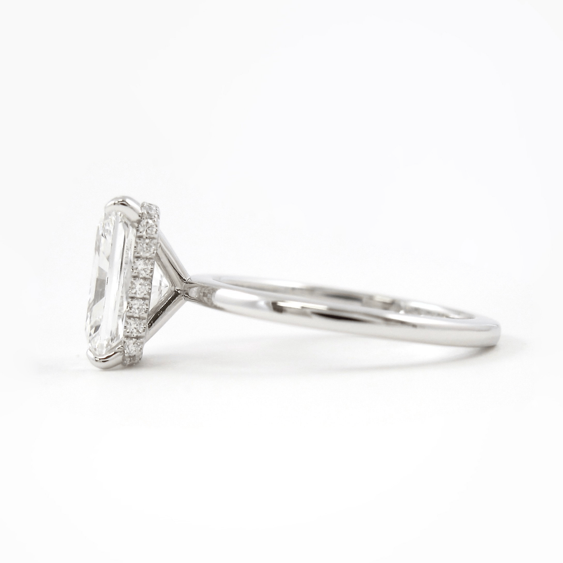 3.00 Carat Radiant Cut Diamond Engagement Ring with Hidden Halo - Evara Jewelry LLC