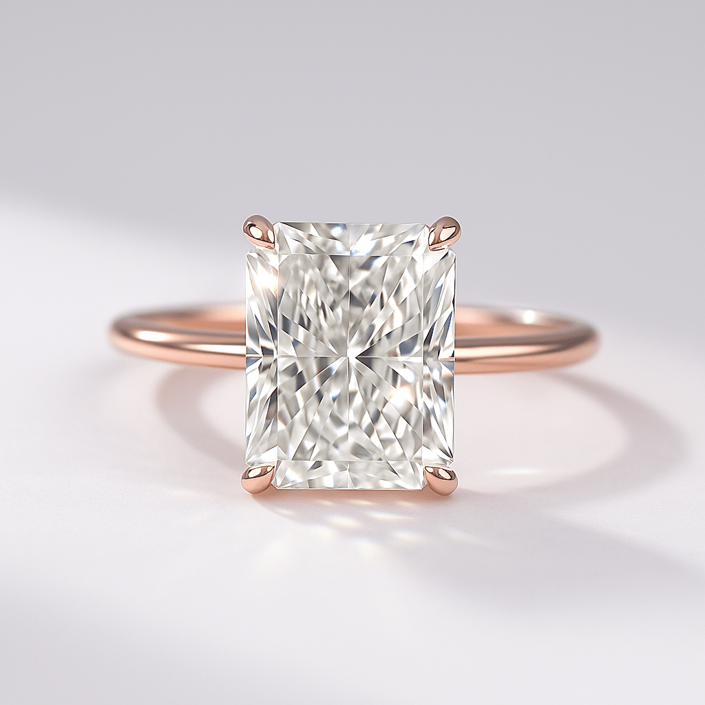 3.00 Carat Radiant Cut Diamond Engagement Ring with Hidden Halo - Evara Jewelry LLC
