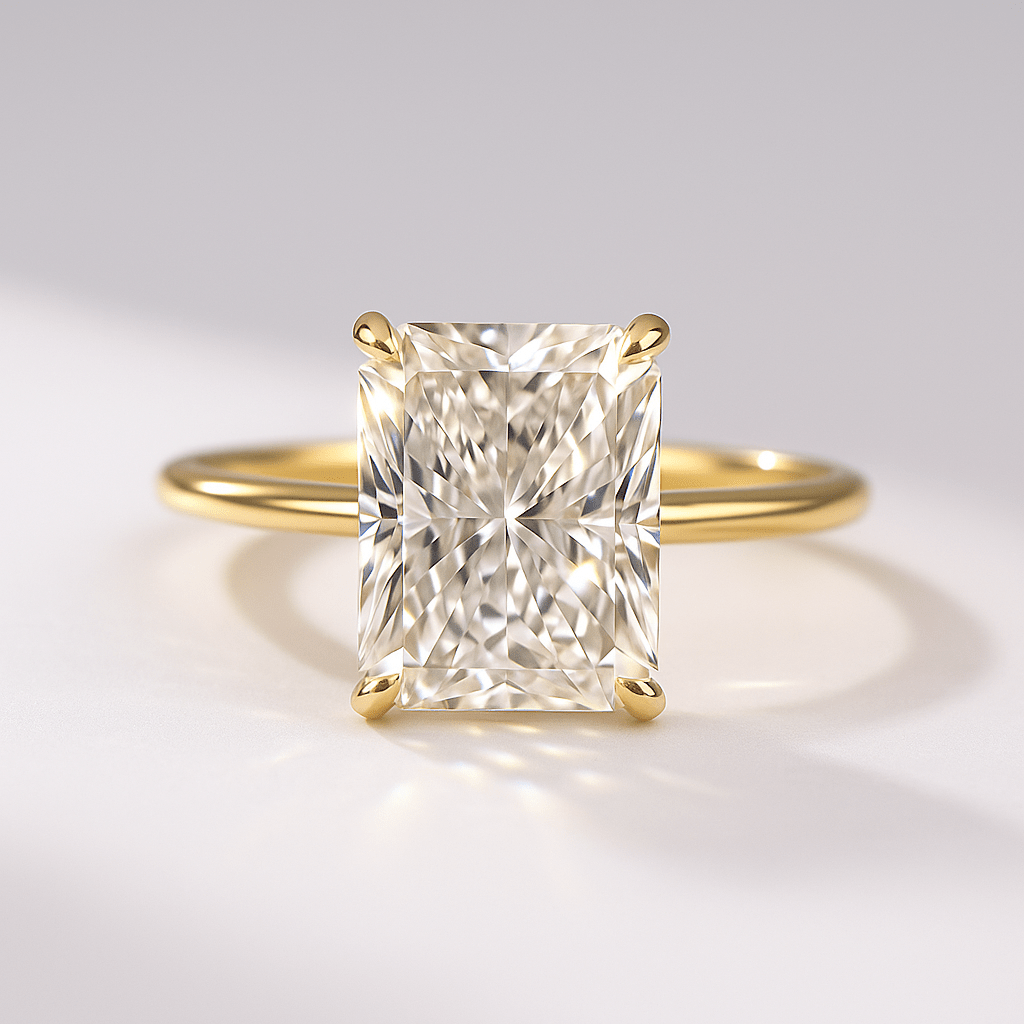 3.00 Carat Radiant Cut Diamond Engagement Ring with Hidden Halo - Evara Jewelry LLC