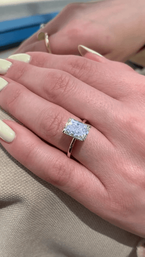 3.00 Carat Radiant Cut Diamond Engagement Ring with Hidden Halo - Evara Jewelry LLC