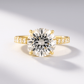 3.00 Carat Round Cut Minimalist Pave Engagement Ring with Hidden Halo - Evara Jewelry LLC