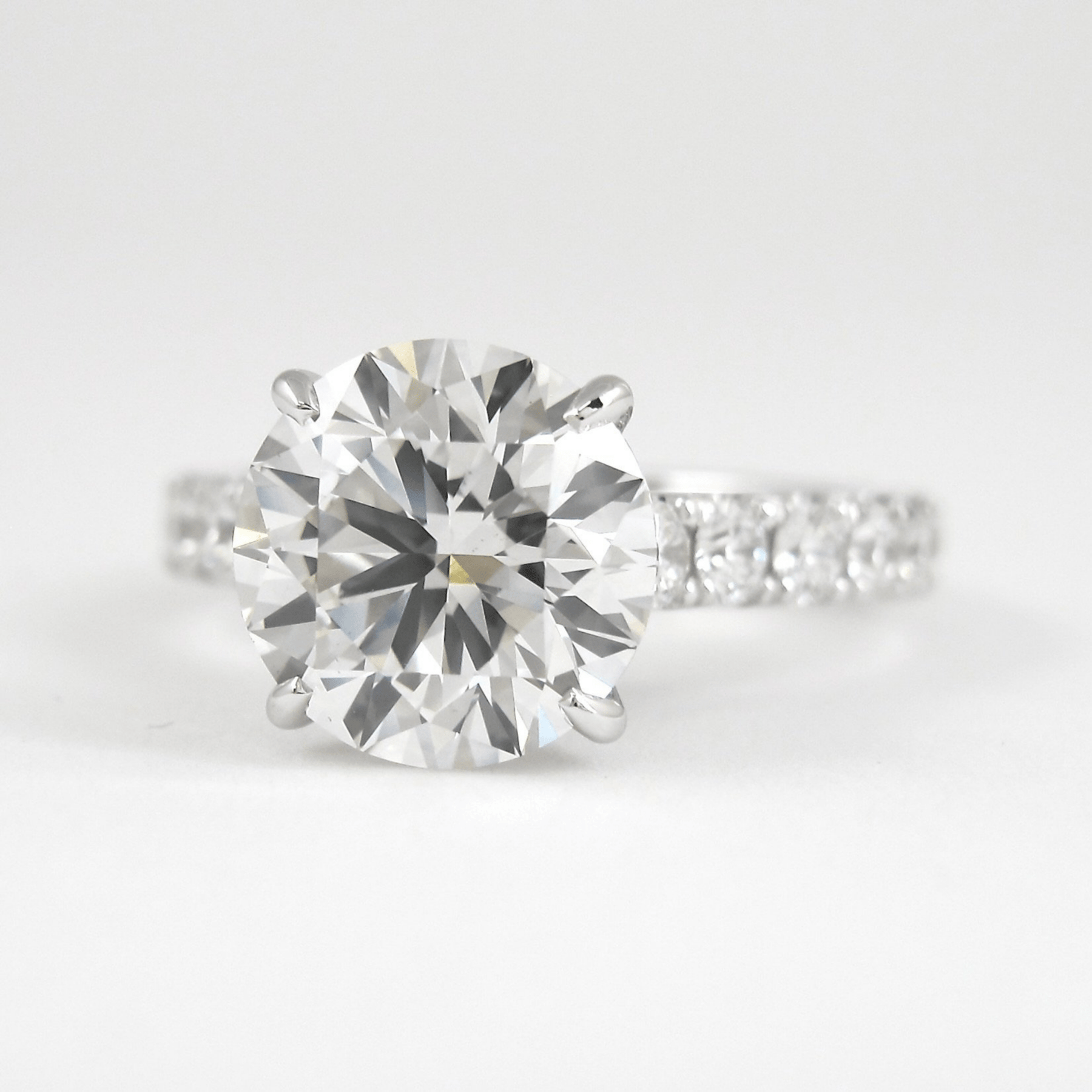 3.00 Carat Round Cut Minimalist Pave Engagement Ring with Hidden Halo - Evara Jewelry LLC