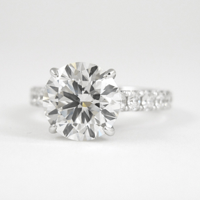 3.00 Carat Round Cut Minimalist Pave Engagement Ring with Hidden Halo - Evara Jewelry LLC