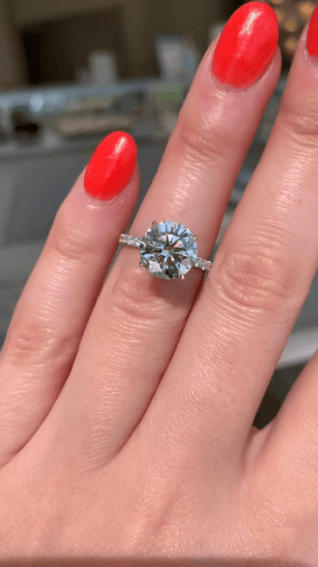 3.00 Carat Round Cut Minimalist Pave Engagement Ring with Hidden Halo - Evara Jewelry LLC