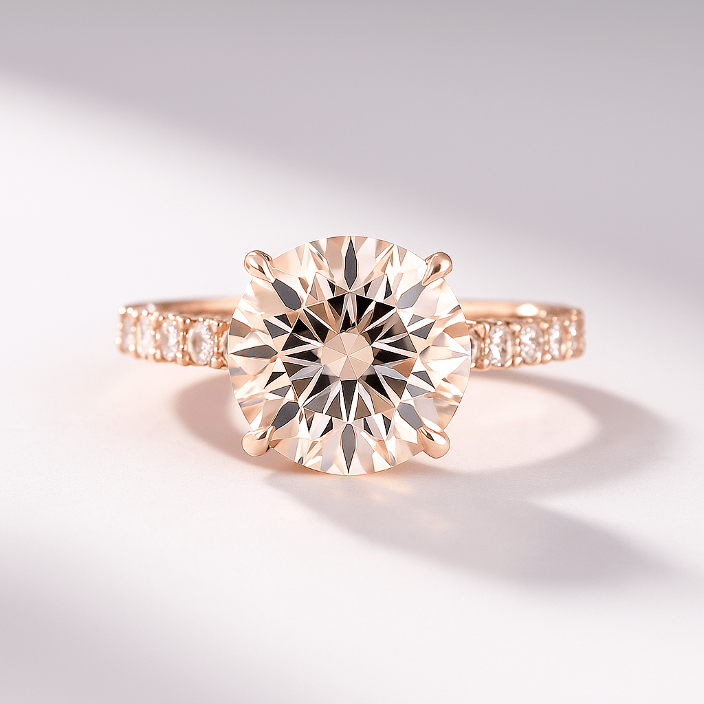 3.00 Carat Round Cut Minimalist Pave Engagement Ring with Hidden Halo - Evara Jewelry LLC