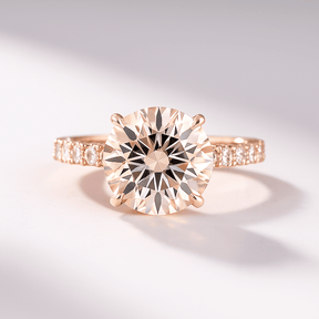 3.00 Carat Round Cut Minimalist Pave Engagement Ring with Hidden Halo - Evara Jewelry LLC