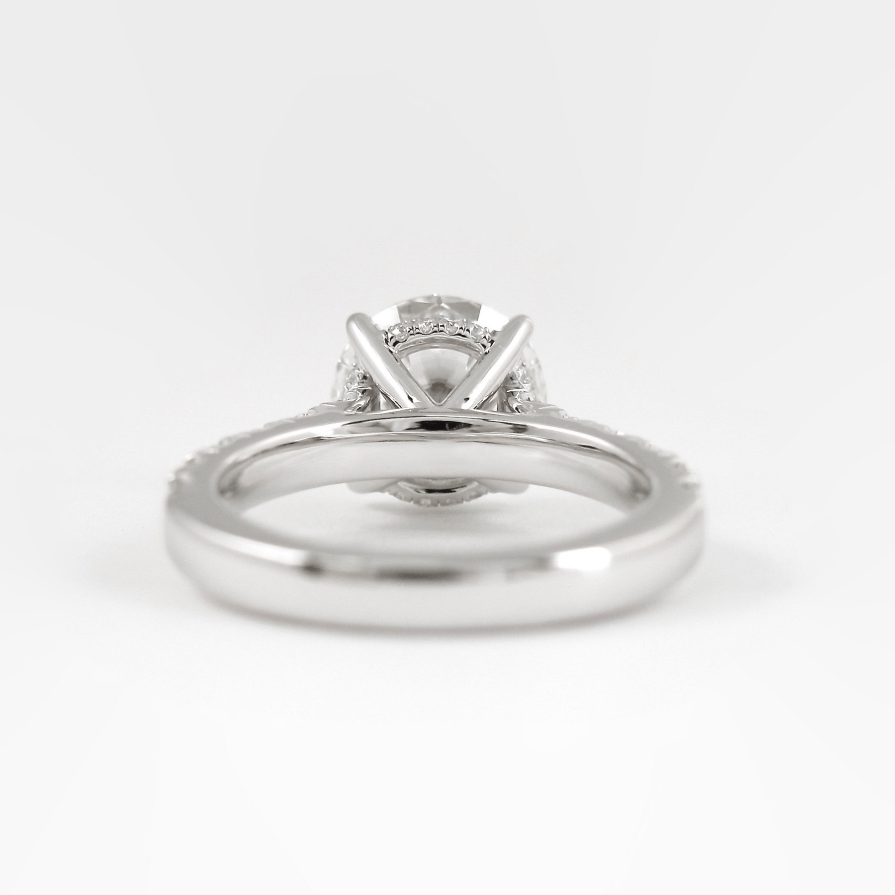 3.00 Carat Round Cut Minimalist Pave Engagement Ring with Hidden Halo - Evara Jewelry LLC