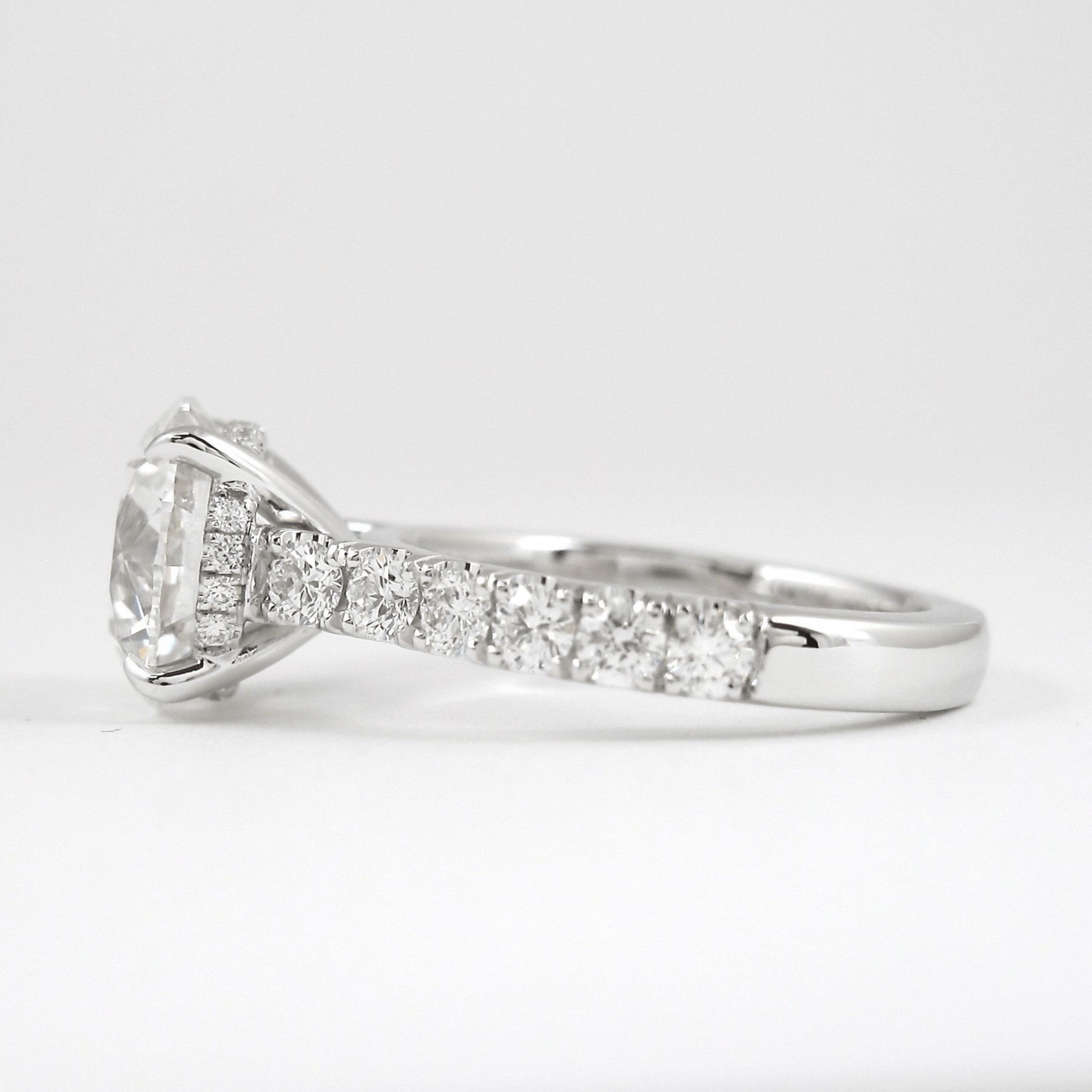 3.00 Carat Round Cut Minimalist Pave Engagement Ring with Hidden Halo - Evara Jewelry LLC