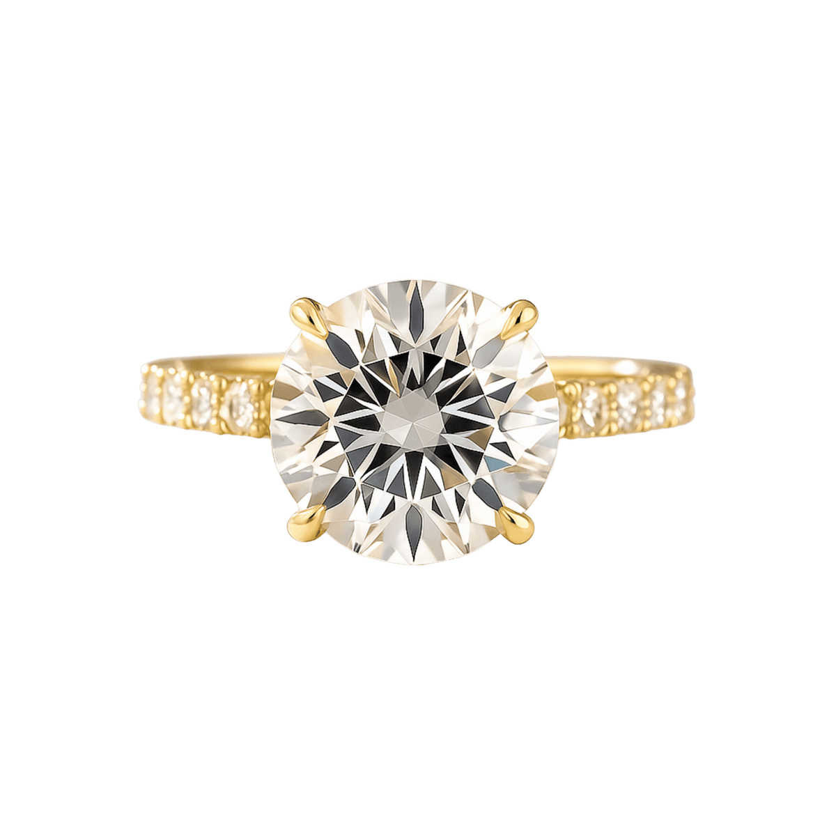 3.00 Carat Round Cut Minimalist Pave Engagement Ring with Hidden Halo - Evara Jewelry LLC
