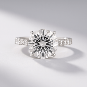 3.00 Carat Round Cut Minimalist Pave Engagement Ring with Hidden Halo - Evara Jewelry LLC