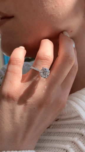 3.00 Carat Round Cut Minimalist Pave Engagement Ring with Hidden Halo - Evara Jewelry LLC