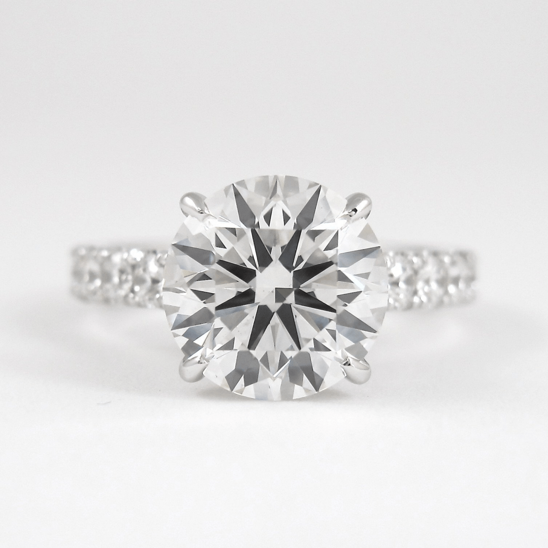 3.00 Carat Round Cut Minimalist Pave Engagement Ring with Hidden Halo - Evara Jewelry LLC