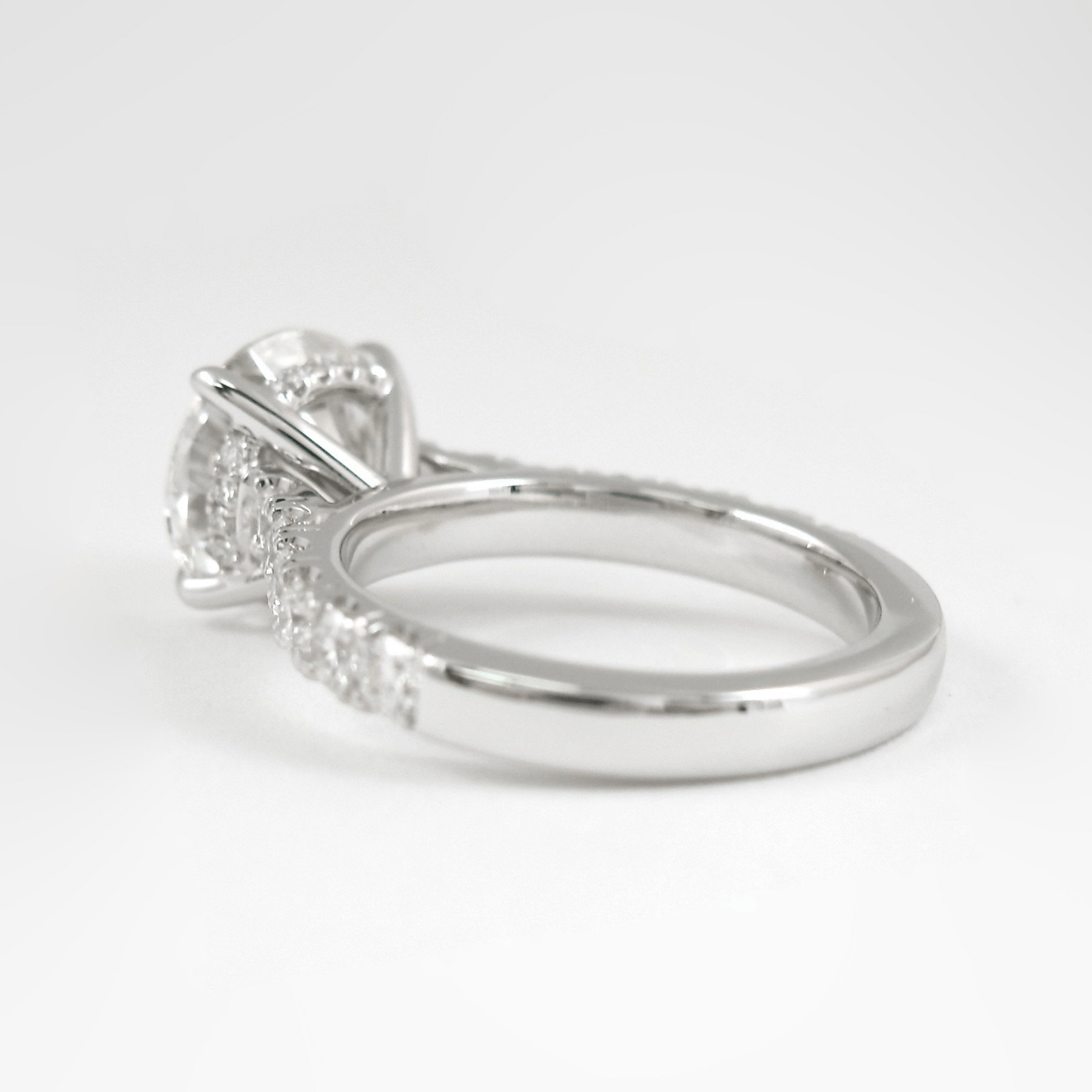 3.00 Carat Round Cut Minimalist Pave Engagement Ring with Hidden Halo - Evara Jewelry LLC