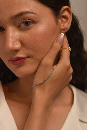 3.02 Carats Natural Emerald Tennis Bracelet in 14K/18K Yellow Gold - Evara Jewelry LLC