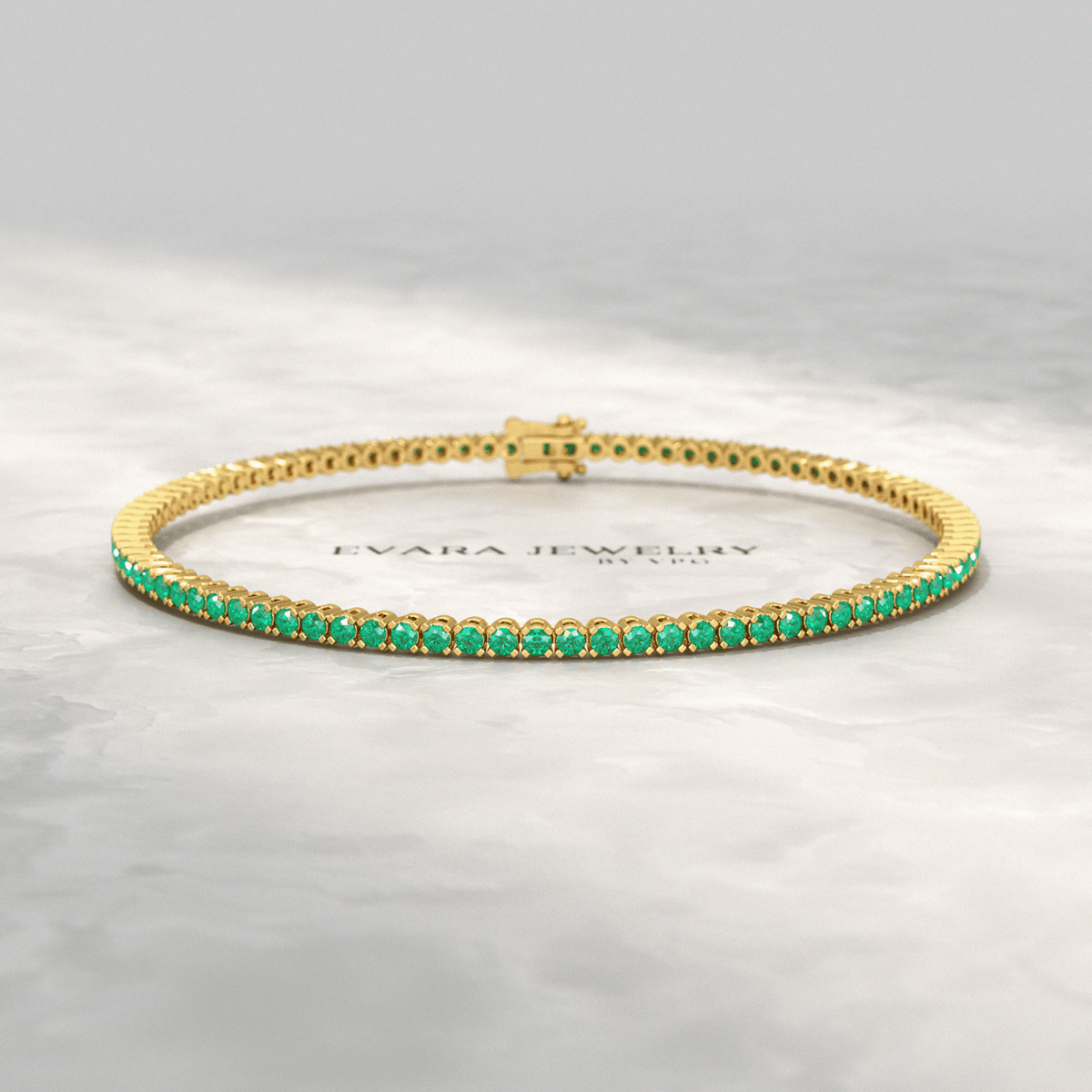 3.02 Carats Natural Emerald Tennis Bracelet in 14K/18K Yellow Gold - Evara Jewelry LLC