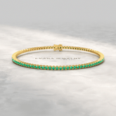 3.02 Carats Natural Emerald Tennis Bracelet in 14K/18K Yellow Gold - Evara Jewelry LLC