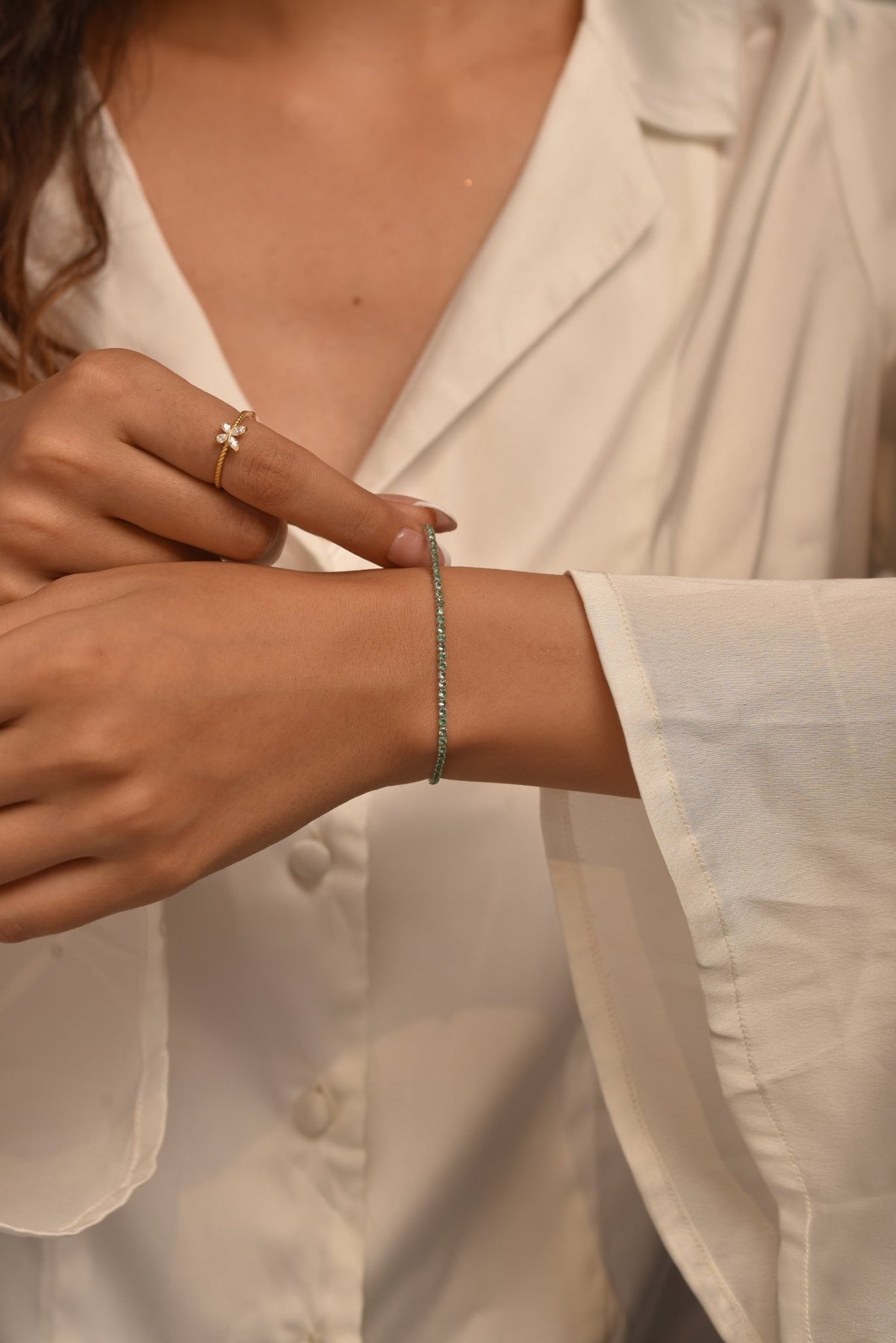 3.02 Carats Natural Emerald Tennis Bracelet in 14K/18K Yellow Gold - Evara Jewelry LLC