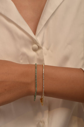 3.02 Carats Natural Emerald Tennis Bracelet in 14K/18K Yellow Gold - Evara Jewelry LLC