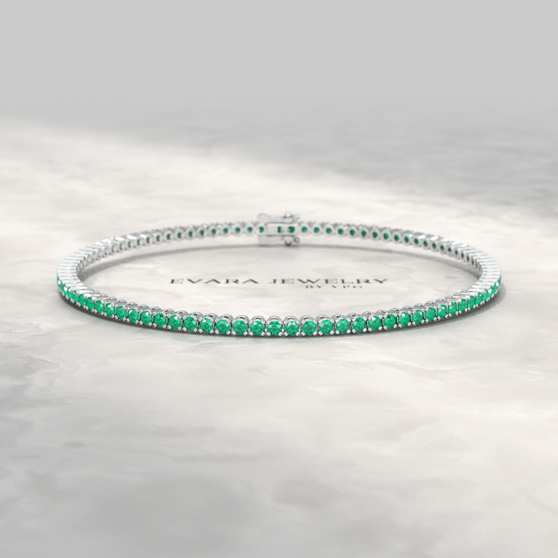 3.02 Carats Natural Emerald Tennis Bracelet in 14K/18K Yellow Gold - Evara Jewelry LLC