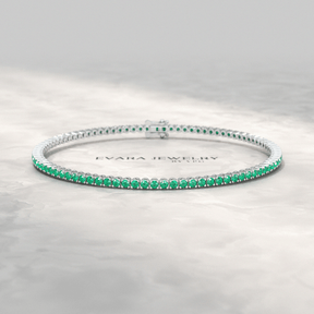3.02 Carats Natural Emerald Tennis Bracelet in 14K/18K Yellow Gold - Evara Jewelry LLC