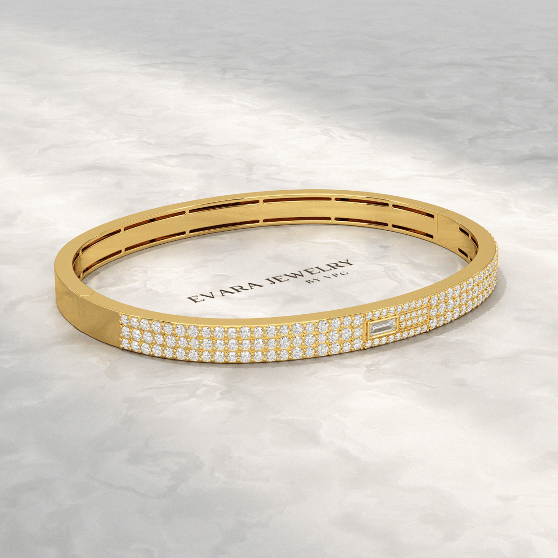 3.12 Carat Diamond Cuff Bracelet in 10K, 14K, 18K Solid Gold - Evara Jewelry LLC