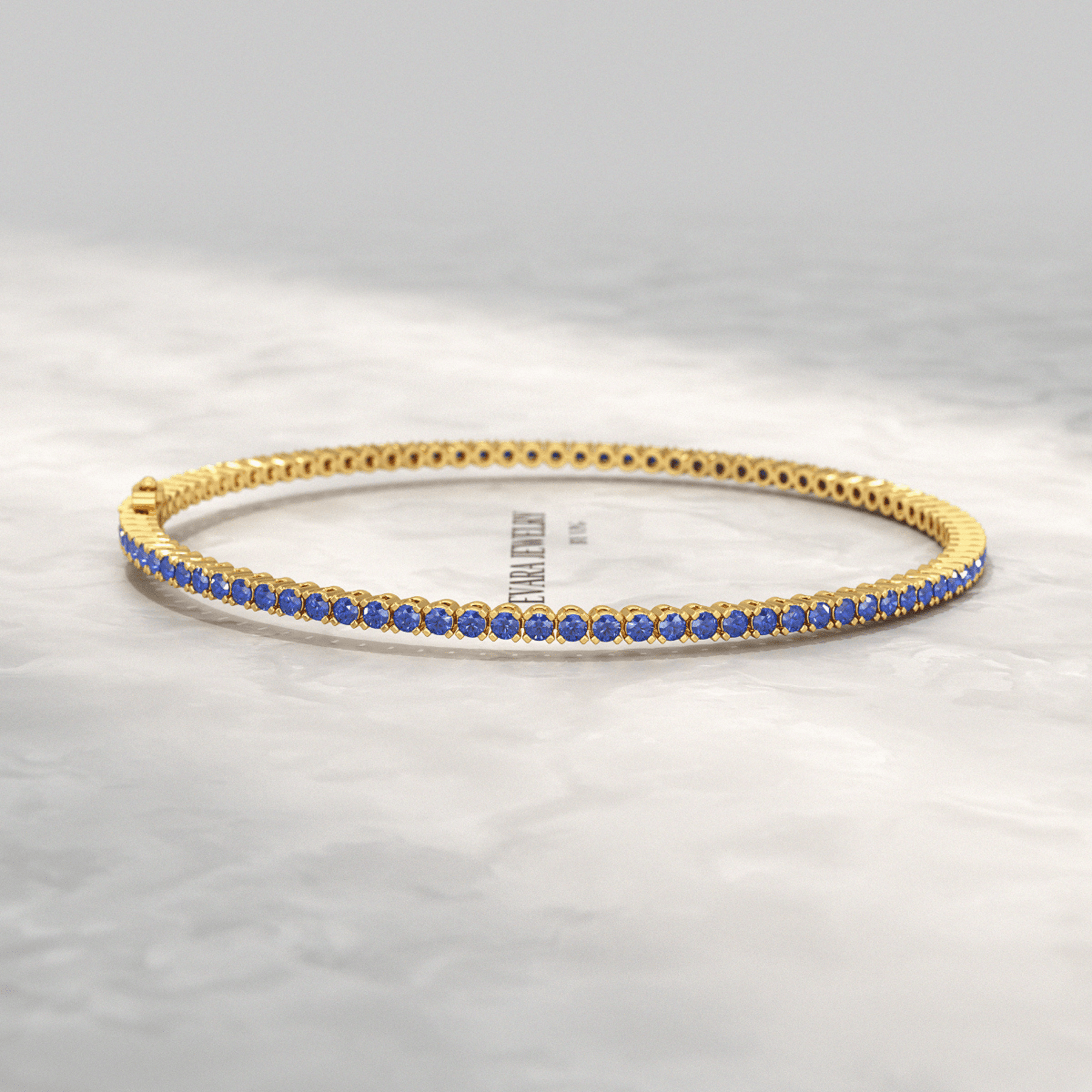 3.14 Carats Natural Blue Sapphire Tennis Bracelet in 14K/18K Solid Gold - Evara Jewelry LLC