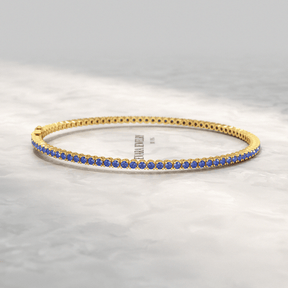 3.14 Carats Natural Blue Sapphire Tennis Bracelet in 14K/18K Solid Gold - Evara Jewelry LLC