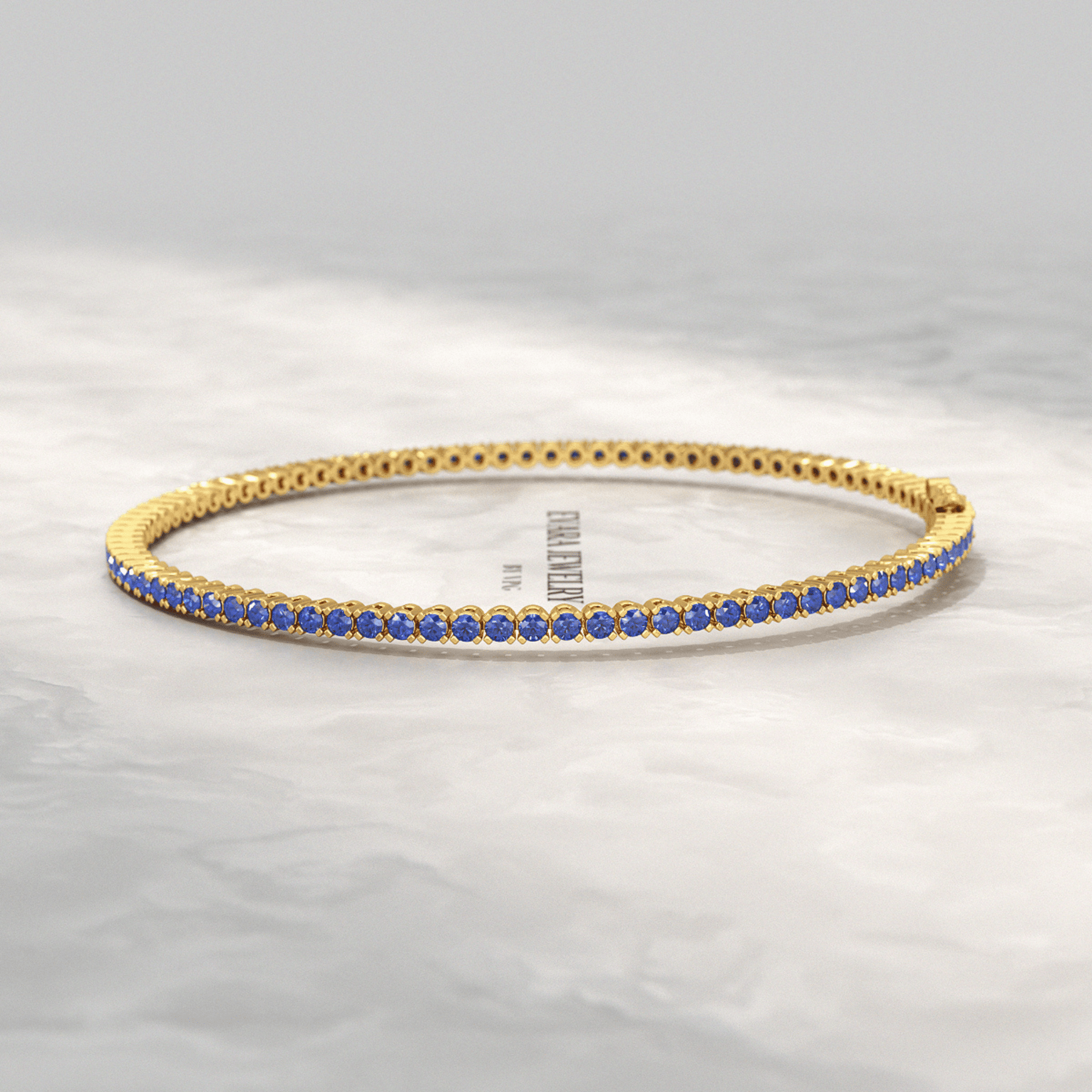 3.14 Carats Natural Blue Sapphire Tennis Bracelet in 14K/18K Solid Gold - Evara Jewelry LLC
