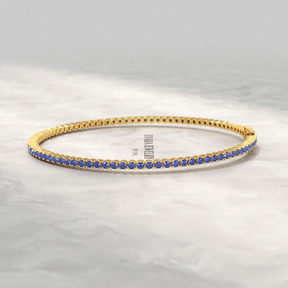 3.14 Carats Natural Blue Sapphire Tennis Bracelet in 14K/18K Solid Gold - Evara Jewelry LLC
