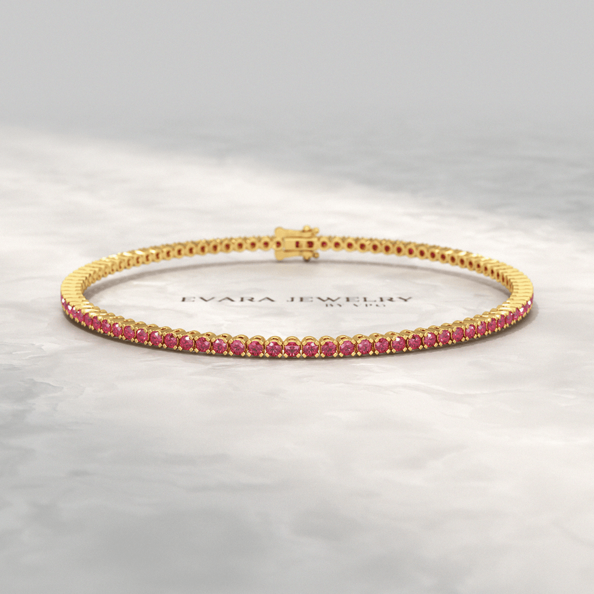 3.16 Carats Natural Ruby Tennis Bracelet in 14K/18K White Gold - Evara Jewelry LLC