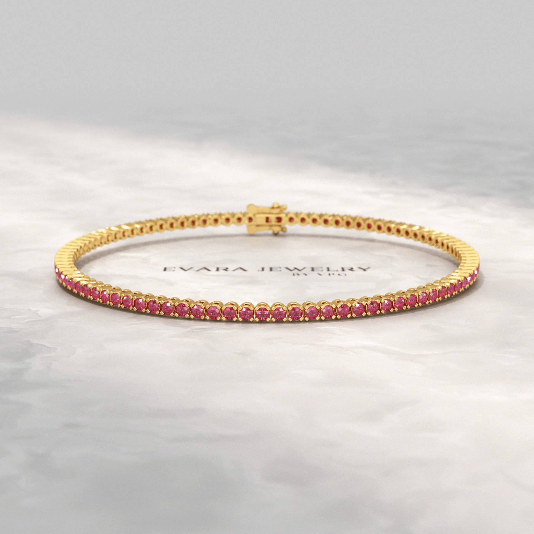 3.16 Carats Natural Ruby Tennis Bracelet in 14K/18K White Gold - Evara Jewelry LLC