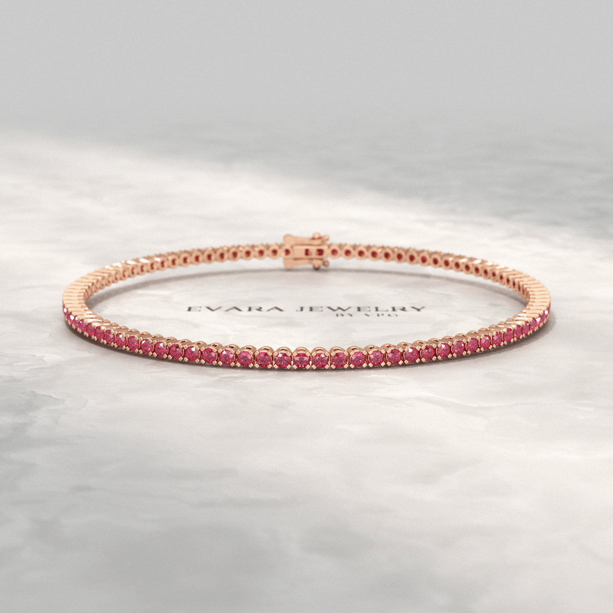 3.16 Carats Natural Ruby Tennis Bracelet in 14K/18K White Gold - Evara Jewelry LLC