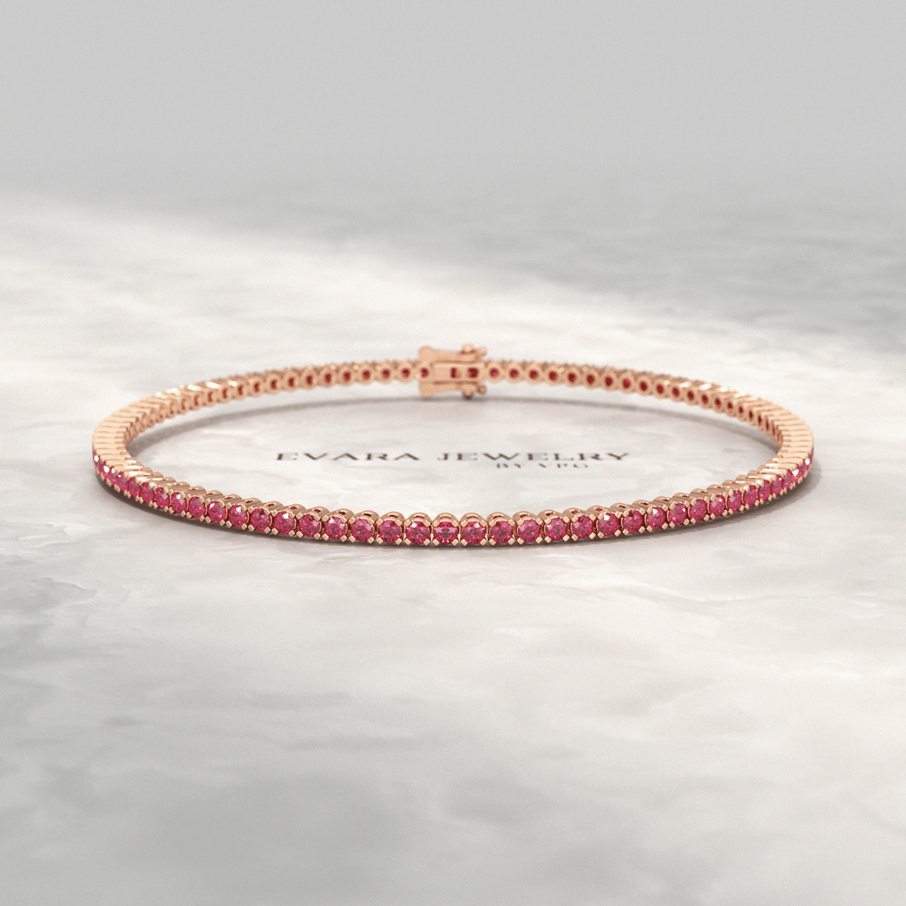 3.16 Carats Natural Ruby Tennis Bracelet in 14K/18K White Gold - Evara Jewelry LLC