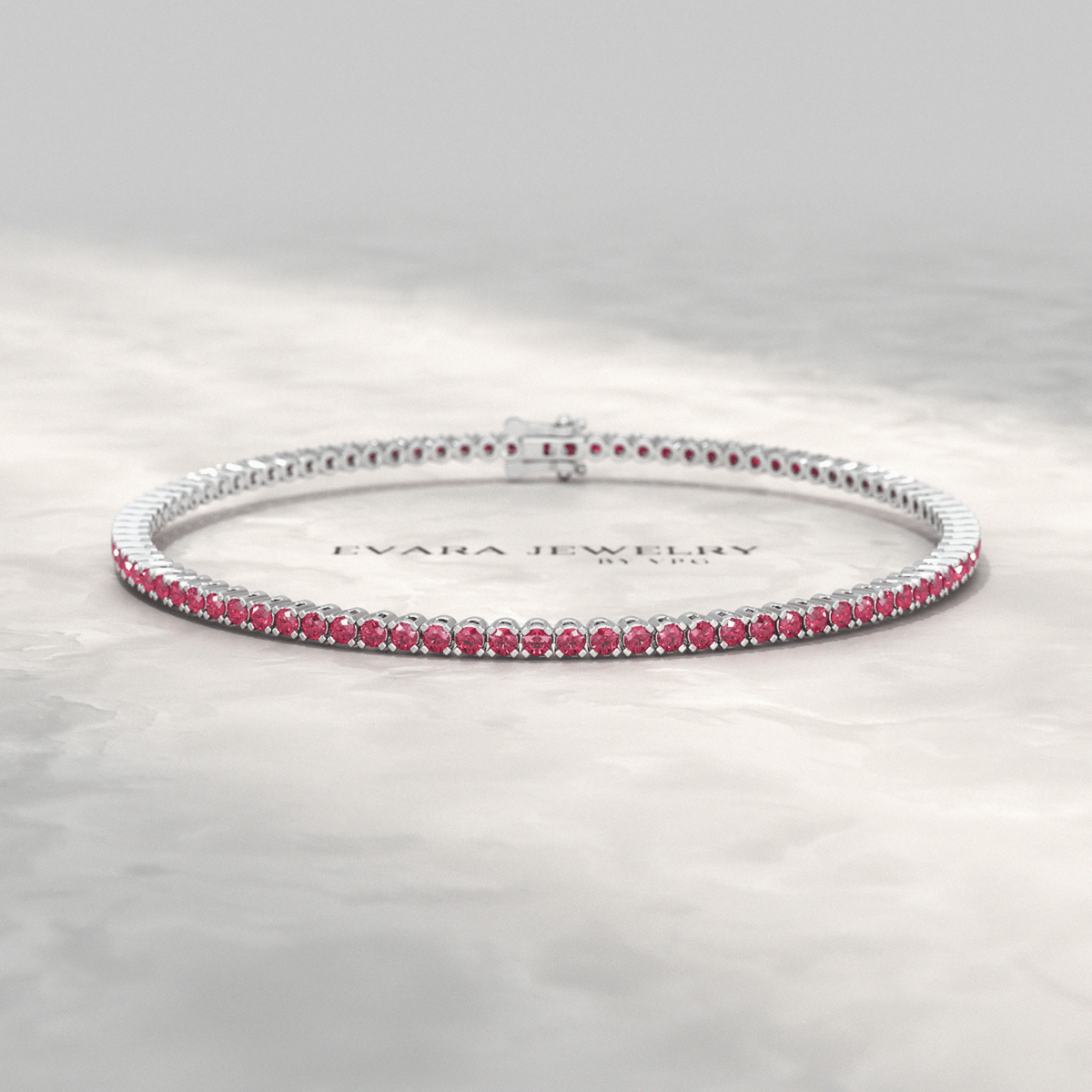 3.16 Carats Natural Ruby Tennis Bracelet in 14K/18K White Gold - Evara Jewelry LLC