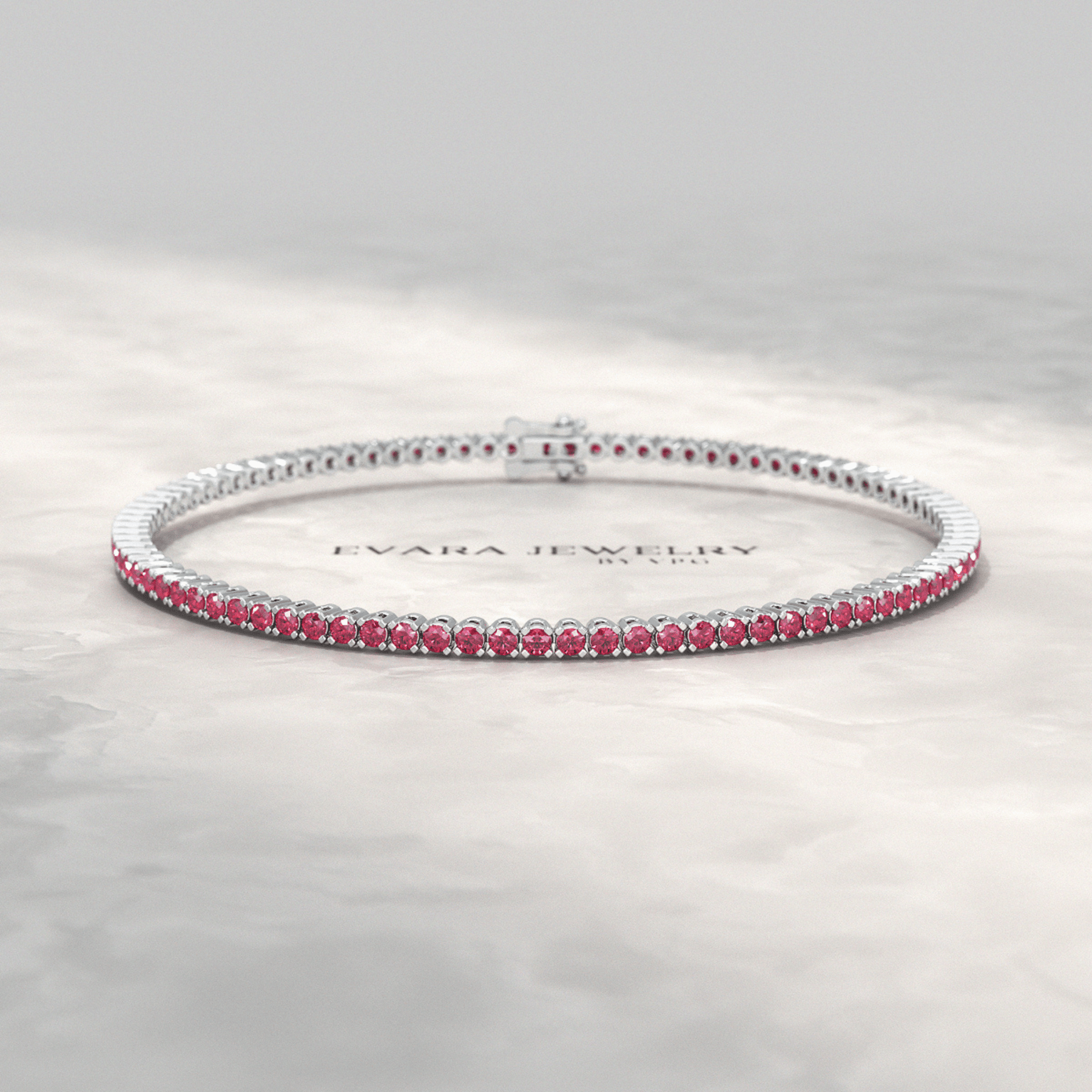 3.16 Carats Natural Ruby Tennis Bracelet in 14K/18K White Gold - Evara Jewelry LLC