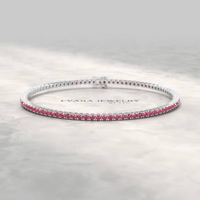 3.16 Carats Natural Ruby Tennis Bracelet in 14K/18K White Gold - Evara Jewelry LLC