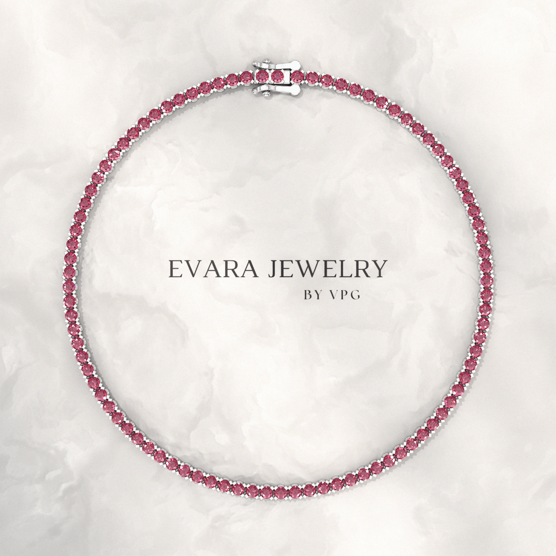 3.16 Carats Natural Ruby Tennis Bracelet in 14K/18K White Gold - Evara Jewelry LLC