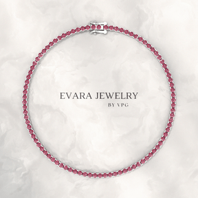 3.16 Carats Natural Ruby Tennis Bracelet in 14K/18K White Gold - Evara Jewelry LLC