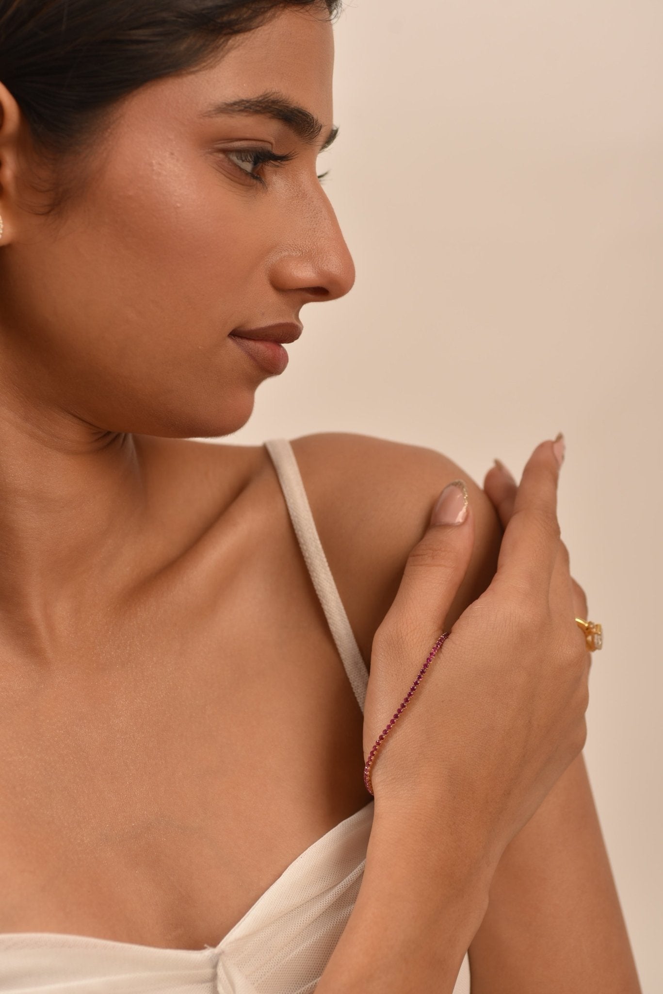 3.16 Carats Natural Ruby Tennis Bracelet in 14K/18K White Gold - Evara Jewelry LLC