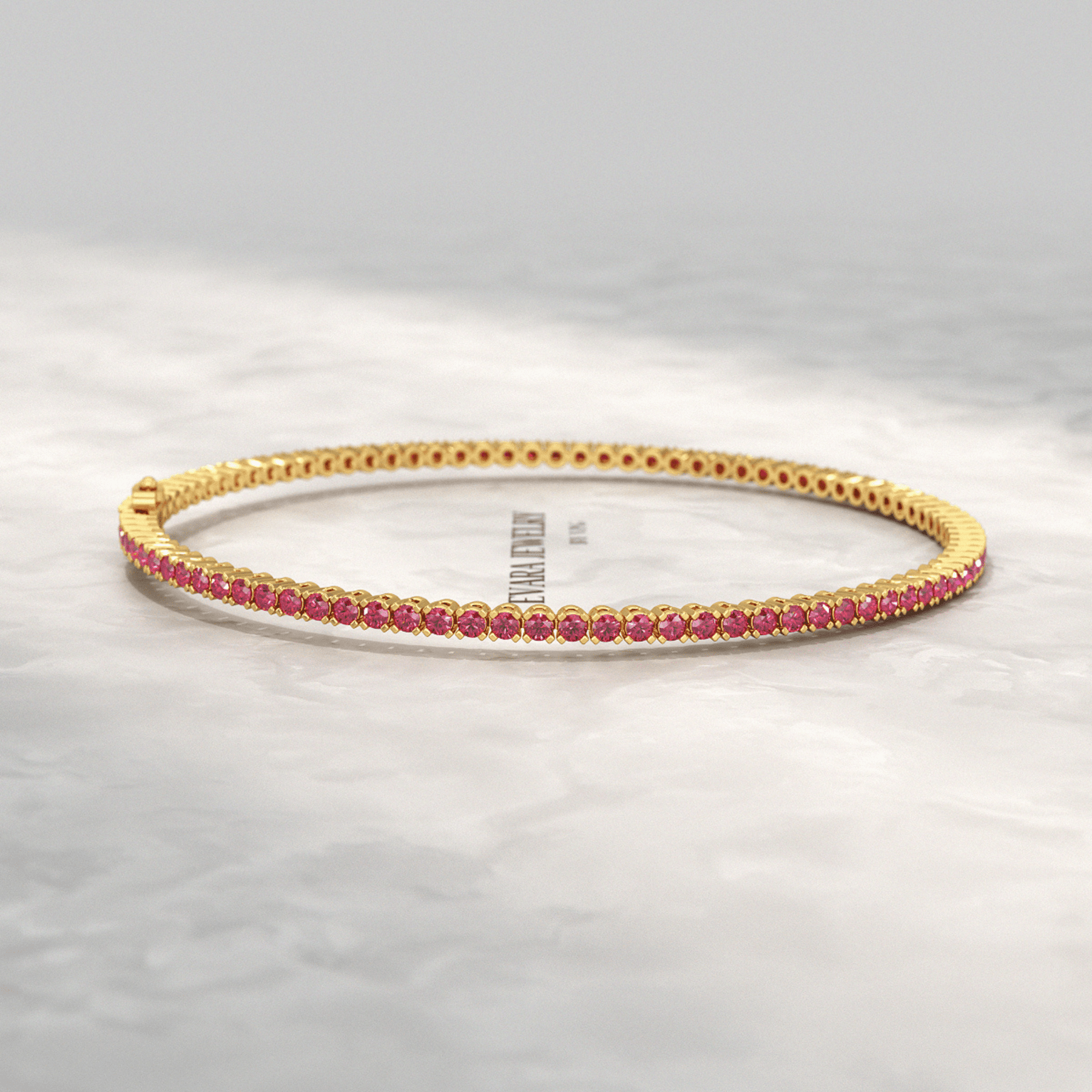 3.16 Carats Natural Ruby Tennis Bracelet in 14K/18K White Gold - Evara Jewelry LLC