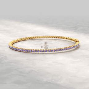 3.17 Carat Tanzanite Tennis Bracelet in 14K/18K Yellow Gold - Evara Jewelry LLC