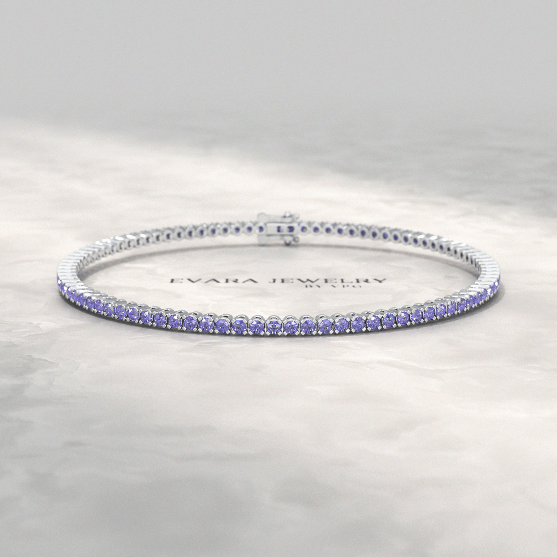 3.17 Carat Tanzanite Tennis Bracelet in 14K/18K Yellow Gold - Evara Jewelry LLC
