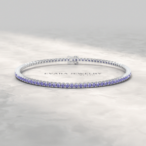 3.17 Carat Tanzanite Tennis Bracelet in 14K/18K Yellow Gold - Evara Jewelry LLC