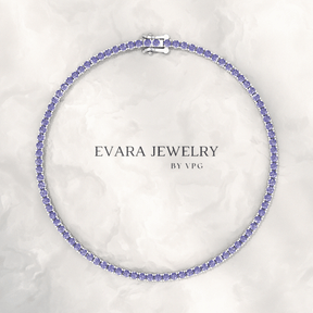 3.17 Carat Tanzanite Tennis Bracelet in 14K/18K Yellow Gold - Evara Jewelry LLC