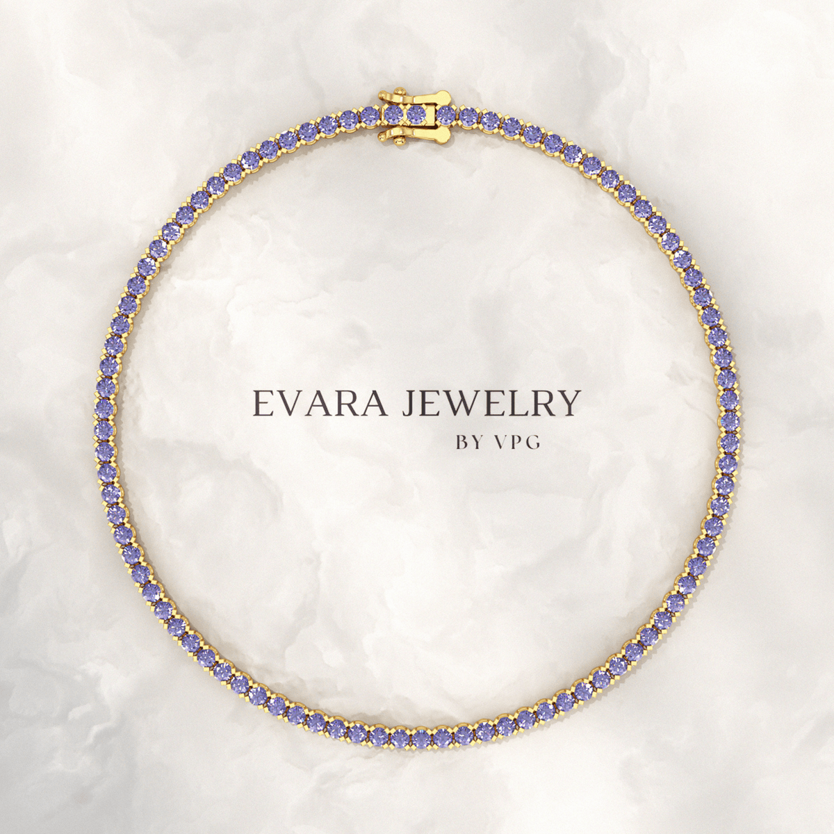 3.17 Carat Tanzanite Tennis Bracelet in 14K/18K Yellow Gold - Evara Jewelry LLC
