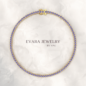 3.17 Carat Tanzanite Tennis Bracelet in 14K/18K Yellow Gold - Evara Jewelry LLC